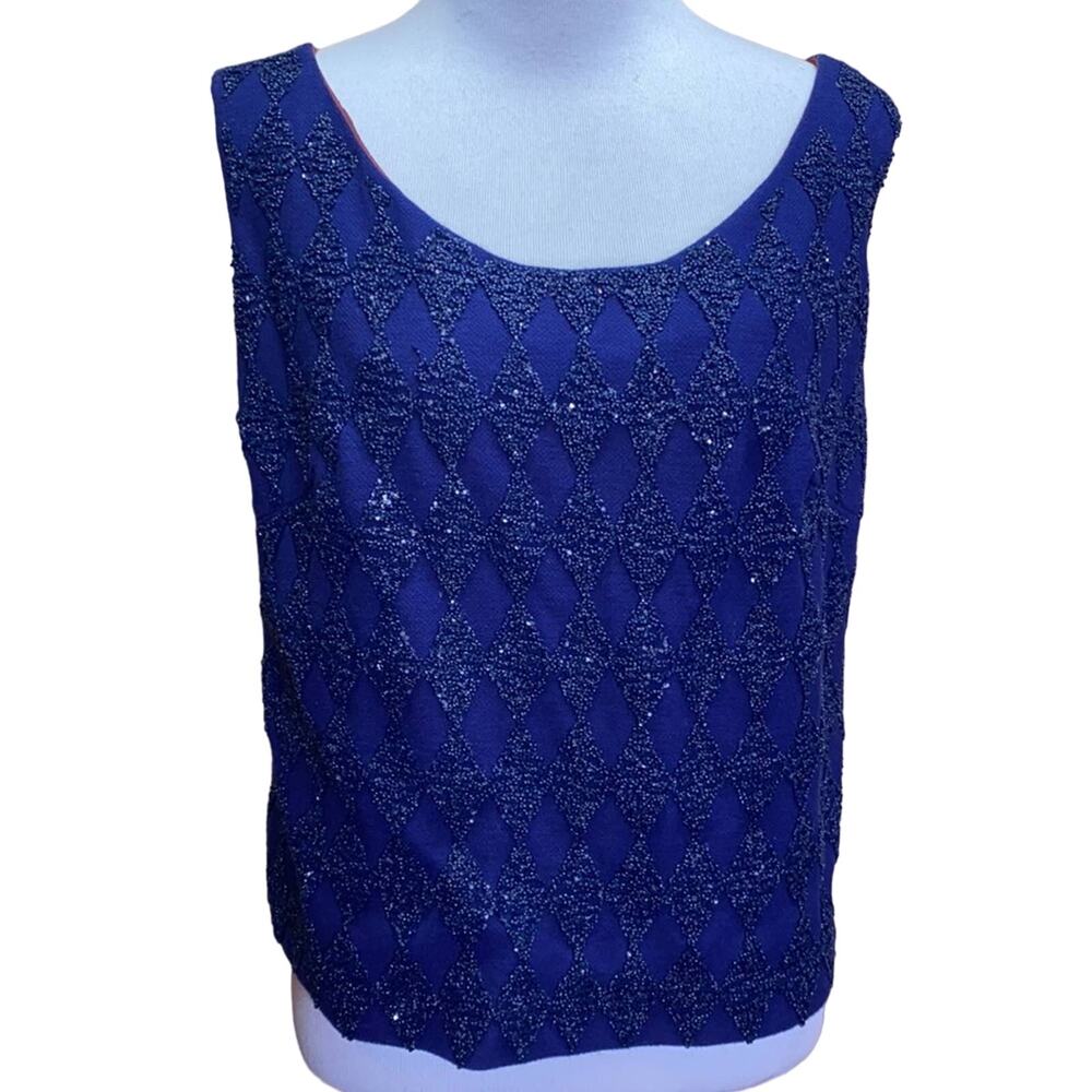 Handmade Beaded Sequin Diamond Tank Top Blouse